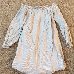 Express Off-Shoulder Dress with Black and White Stripes